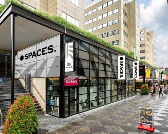 Moderne kantoorruimte van SPACES aan Schimmelt 2-16 in Eindhoven, gelegen in een druk winkelgebied.