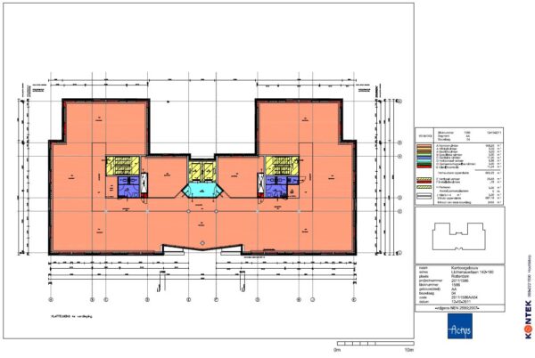 Plattegrond van de vierde verdieping van een kantoorgebouw aan de Lichtenauerlaan.