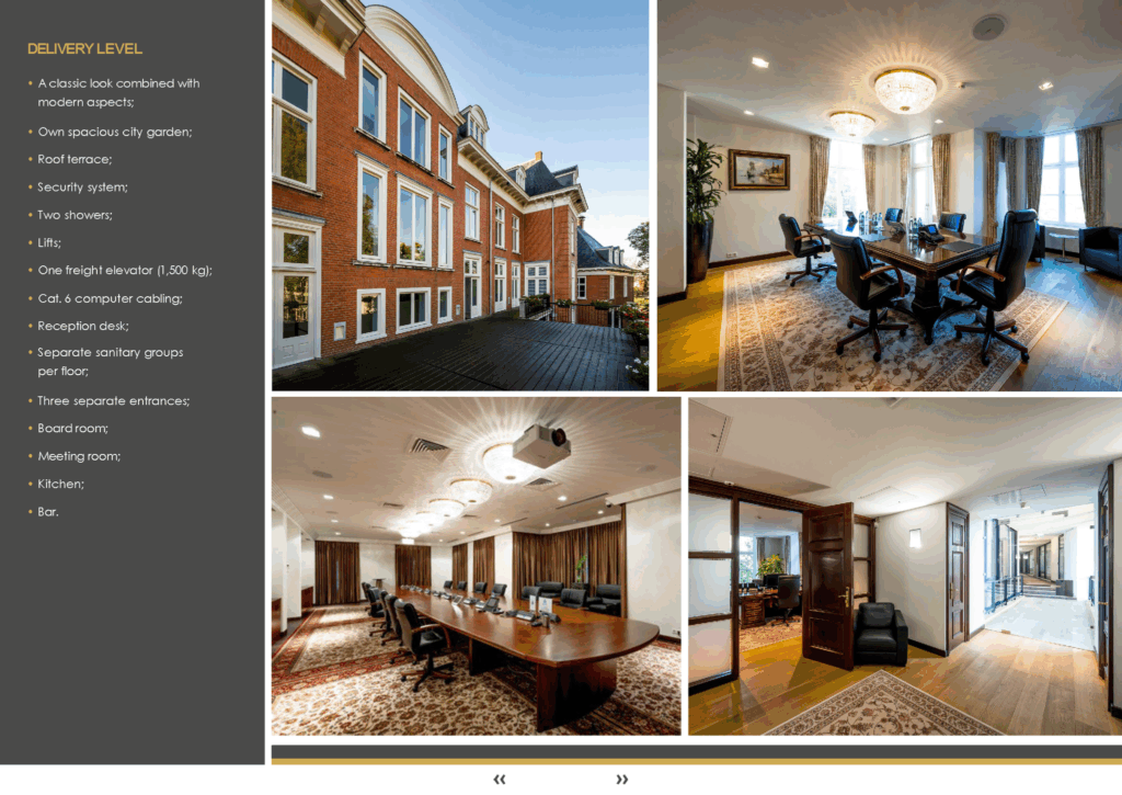 Afbeelding van een stijlvol kantoorpand aan het Museumplein met luxe vergaderruimtes en moderne voorzieningen.