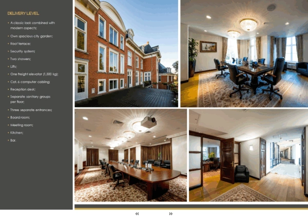 Afbeelding van een stijlvol kantoorpand aan het Museumplein met luxe vergaderruimtes en moderne voorzieningen.