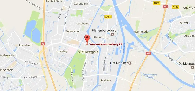 Kaart met locatieaanduiding van Vreeswijksestraatweg 22 in Nieuwegein.