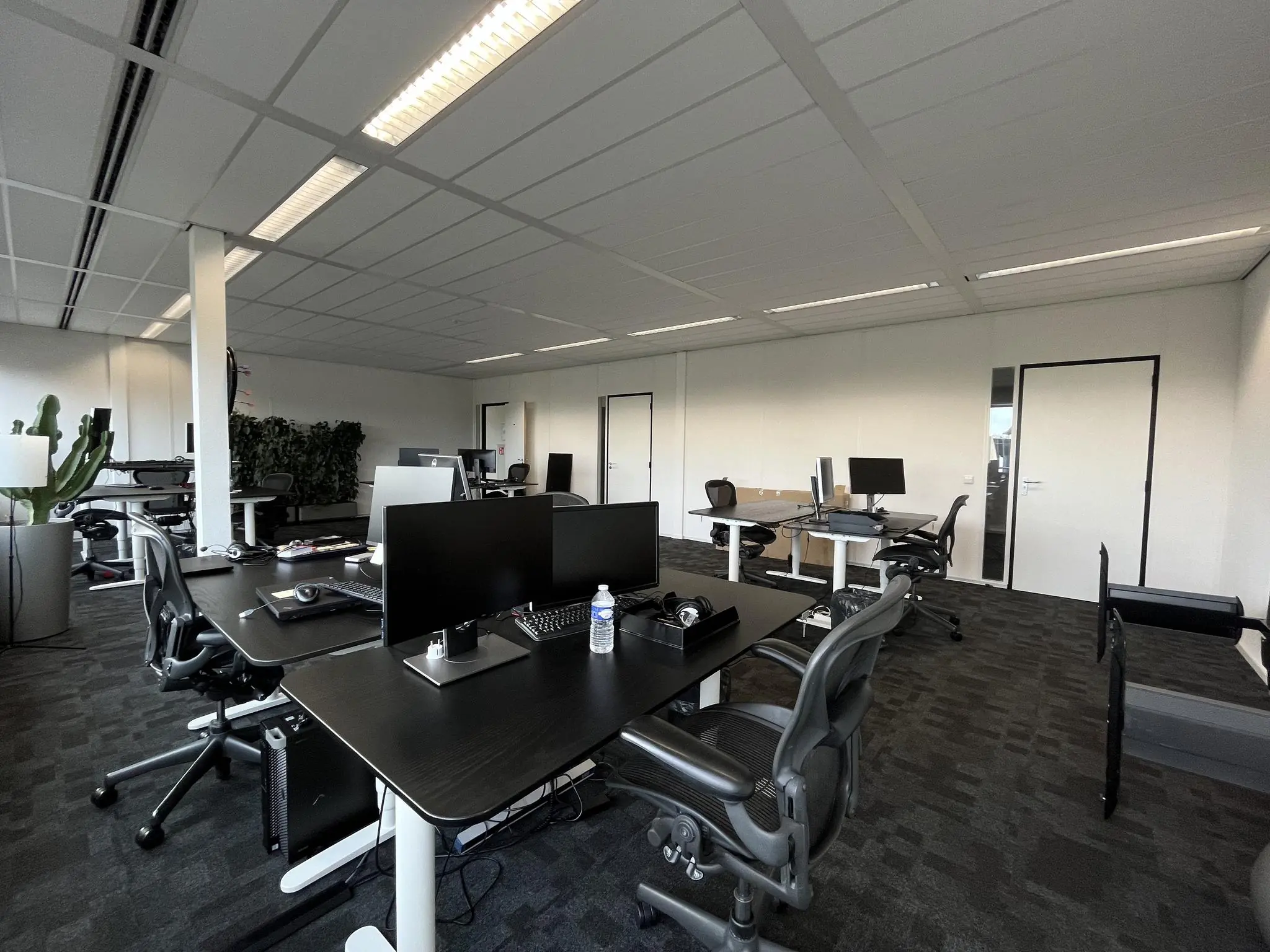 Modern ingericht kantoor aan de Wattbaan met meerdere bureaus, beeldschermen en bureaustoelen.