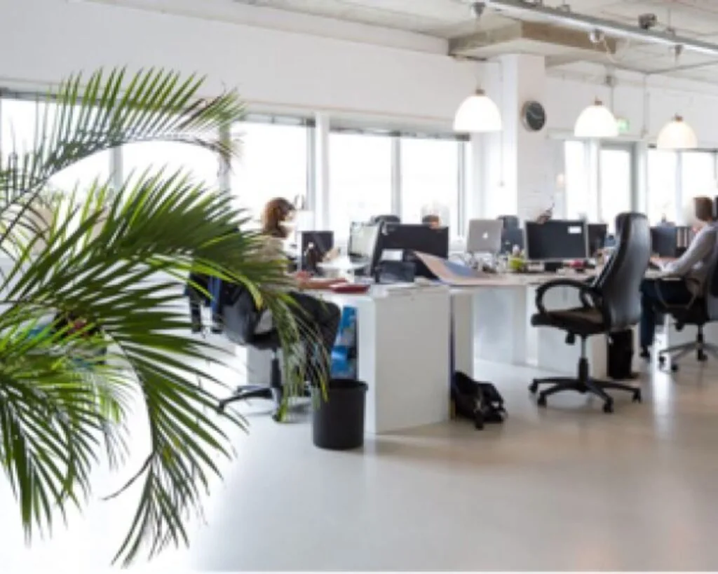 Moderne en lichte kantoorruimte met werkplekken en grote ramen aan de Anthony Fokkerweg 21 in Amsterdam.