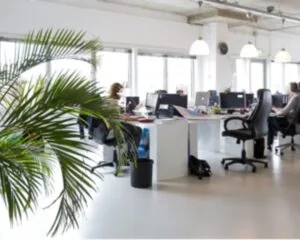 Moderne en lichte kantoorruimte met werkplekken en grote ramen aan de Anthony Fokkerweg 21 in Amsterdam.