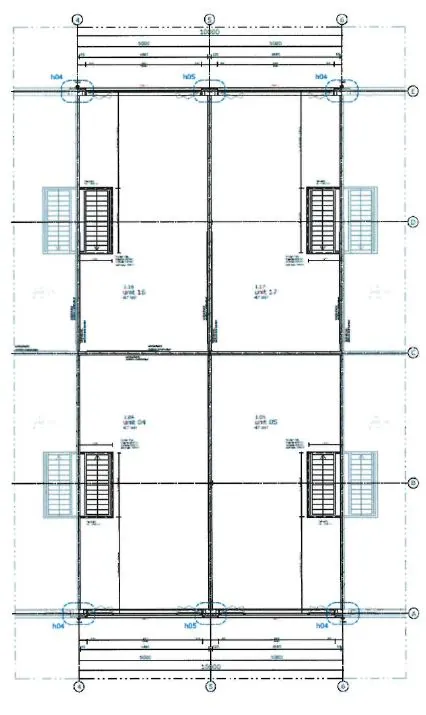 Bouwkundige plattegrond van een verdieping aan de Laan van S-Gravenmade met meerdere units en trappenhuizen.
