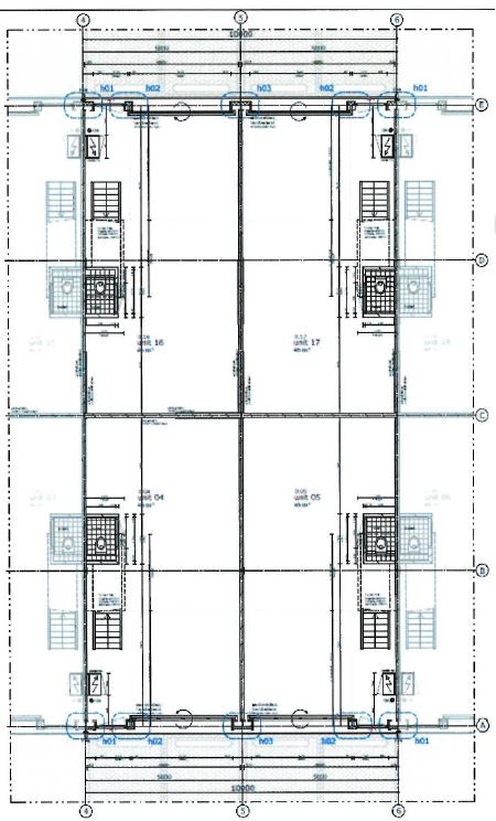 Bouwkundige plattegrond van een verdieping aan de Laan van S-Gravenmade met indeling van meerdere units en trappenhuizen.