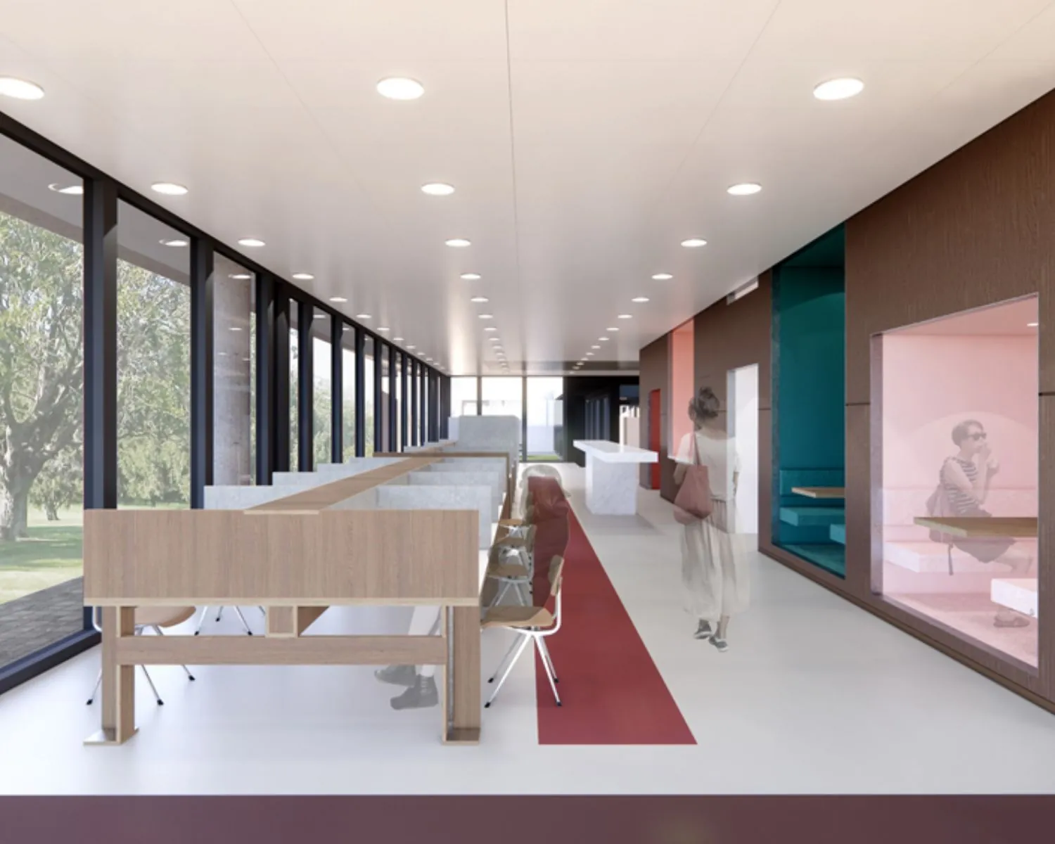 Moderne kantoorruimte aan de Prof. E.M. Meijerslaan 3 in Amstelveen met flexwerkplekken en vergaderhokjes.