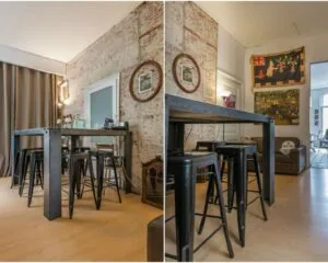 Kantoorruimte met industriële uitstraling en zitgedeelte aan de Nieuwezijds Voorburgwal 340 in Amsterdam.