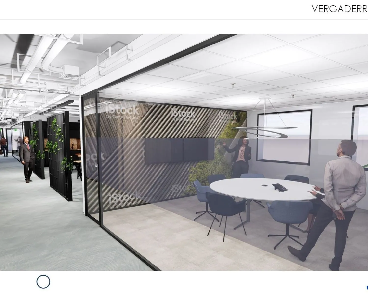 Moderne kantoorruimte aan de Schipholweg 9-11 met een glazen vergaderruimte en open werkplekken.