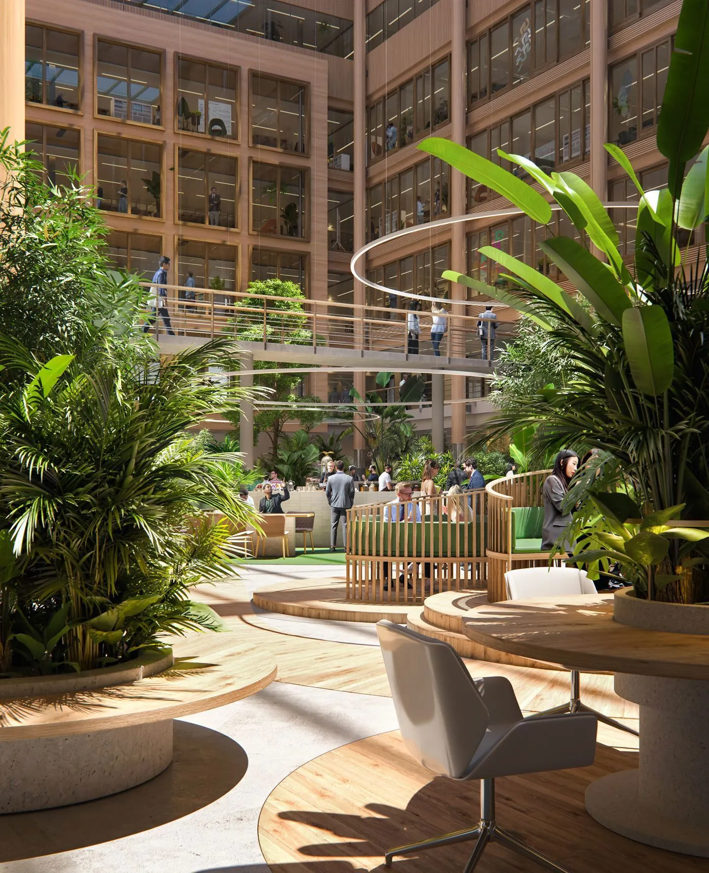 Moderne, groene kantoorruimte met open atrium aan de Fred. Roeskestraat 100 in Amsterdam.