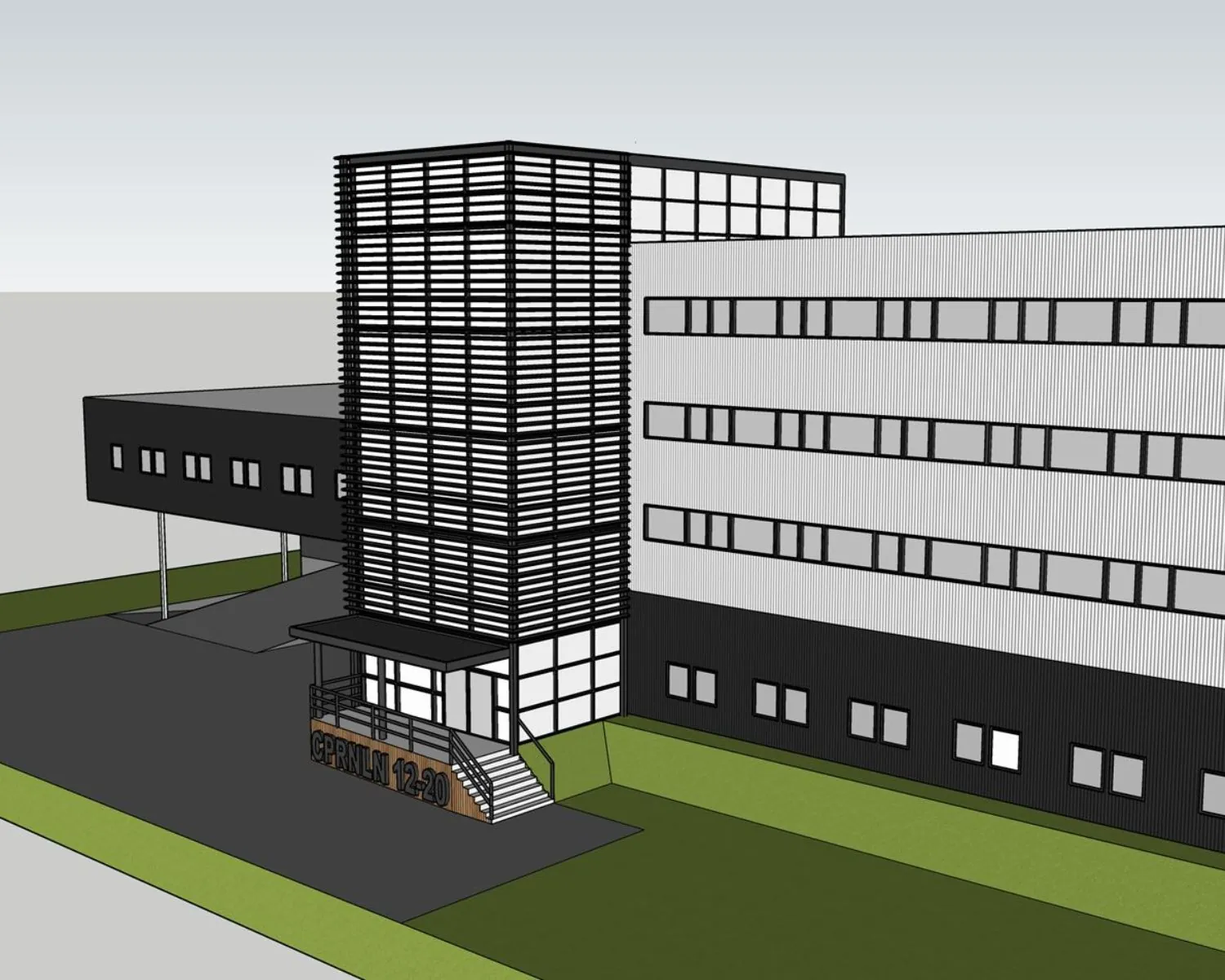 3D-impressie van een modern kantoorgebouw aan de Capronilaan 12-20 in Schiphol-Rijk.